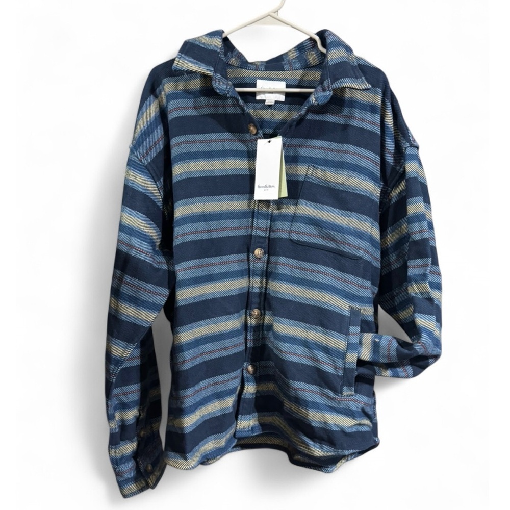 Goodfellow & Co Navy and Yellow Plaid Shirt